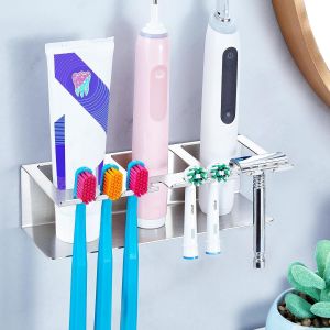 Nsiecd-Porte Brosse &Agrave; Dents Mural, Support Brosse A Dent Electrique, Porte Brosse &Agrave; Dents Electrique Pour Salle De Bain, Multi-Fonctions Rangement Pour Dentifrice, Rasoir - Neuf