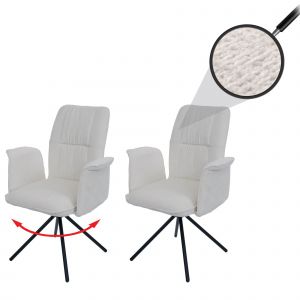 Lot de 2 chaises de salle &agrave; manger HWC-N99, pivotantes, chenille (340 g/m&sup2;) &Ouml;ko-Texcr&egrave;me - Neuf