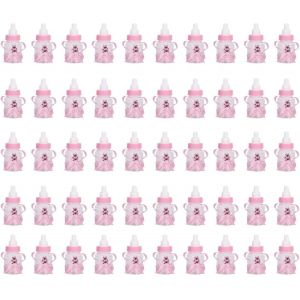 lbgwp60-50Pcs Bonbons Bouteille Baby Shower, 2 Couleurs Bonbons Chocolat Bouteilles Boîte Baby Shower Party Favors Cadeaux Décorations Avec Ours Pour Fille Bébé Fête D'Anniversaire Décoration(Rose) - Neuf