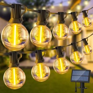 Aiou-Chaîne D'éclairage Solaire Pour Jardin Extérieur : G40 50ft Led Blub-15m Solar Garden Light Bulbs For Outdoor Gazebo-Balcony Parties Patio Wedding - Neuf
