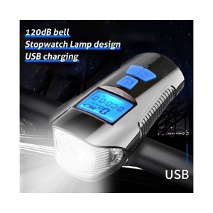 Feu De Vélo Rechargeable Usb 300 Lumens Avec Klaxon 120 Db Et 4 Modes - Phare De Vélo Durable Et Résistant Aux Intempéries Pour Plus De Sécurité Et De Visibilité - Neuf