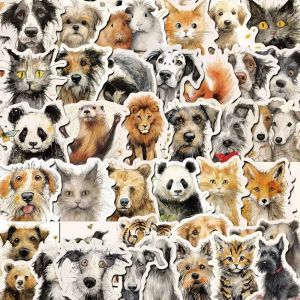 10/50/100 pièces mélange mignon dessin animé africain sauvage Zoo animaux autocollants pour enfants jouet bagages guitare Skateboard journal autocollant étanche-Rose- - Neuf