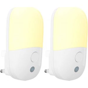 Lot De 2 Veilleuses Led,Veilleuse Prise Electrique Avec Capteur De Lumi&egrave;re,Veilleuse Enfant Plug And Play Lampe Nuit Pour Chambre,Cuisine,Couloir,Escalier,Salon,Blanc Chaud - Neuf