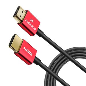 SUNY-Câble Hdmi 2.1-Fin-48 Gbit/S-8K À 60 Hz,4K À 120 Hz,Hdr Dynamique,Earc,Dolby Vision,Compatible Avec Gh5S,Ns,8K Uhd,Ps5,Rouge,1 M - Neuf