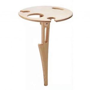 Table &Agrave; Vin Pliable Portable D'ext&eacute;rieur Pour Jardin, Pelouse, Pique-Nique, Casier &Agrave; Vin En Bois, Table Ronde - Neuf