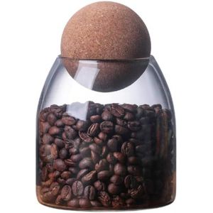 Jexnovashop-500ml Bocal En Verre Avec Bouchon En Liège, Pots À Épices Bocaux De Rangement En Verre Pour Conserver Les Épices, Le Thé, Le Sucre, Le Café, Les Noix - Neuf