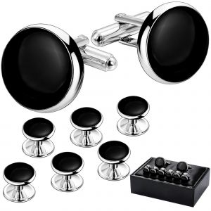 Ensemble De Boutons De Manchette Et Boucles D'oreilles Smoking Pour Homme, Cadeau D'anniversaire De Mariage Ou Accessoire D'anniversaire, Couleur Argent. - Neuf