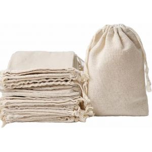 Petits Sacs En Coton Sac Toile De Jute Avec Cordon De Serrage, Pochette Lin Pour Mariages Bijoux No&euml;l La F&ecirc;te Bricolage (13x18cm-25pcs) - Neuf