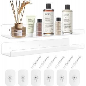 Tianyi-Lot De 2 &Eacute;tag&egrave;res Murales, 30 X 10 X 4 Cm, En Acrylique, Transparentes, Sans Per&ccedil;age, Pour Chambre &Agrave; Coucher, Chambre D'enfant, Salon, Salle De Bain, Cuisine, Rangement Et Organisation (Transp - Neuf