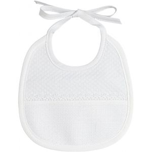Kalanka-- Petit Bavoir En Tissu Motif Losange Blanc Avec Poche En Toile Aida &Agrave; Broder, Id&eacute;al Pour B&eacute;b&eacute;s Et Nouveau-N&eacute;s, Fabriqu&eacute; En Italie, Blanc - Neuf