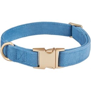 Eryi-Collier Pour Chien Ultra Doux En Velours Côtelé Naturel Fabriqué Pour Les Chiens De Taille Moyenne À Peau Sensible, Bleu-Gris - Neuf