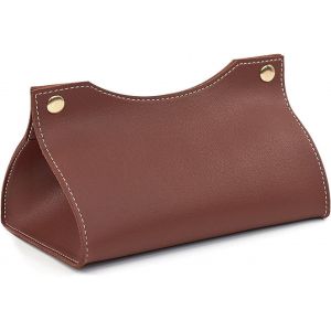 ERYI-Boîte À Mouchoirs En Cuir,Distributeurs De Mouchoirs Porte-Serviettes,Boîte À Mouchoirs De Style Nordique,Boîte À Mouchoirs Pliable Pour La Maison,Distributeur De Mouchoirs En Papier(Marron Fonc - Neuf