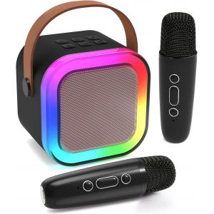 ERYI-Micro Karaoke Enfants Avec Micro Sans Fil, Cadeau Fille 4-12 Ans Anniversaire Jouet Fille 3-12 Ans Micro Enfant Cadeau Ado Fille Micro Sans Fil Karaoke Jouet Garcon 4-12 Ans Musique Enfant Noir - Neuf