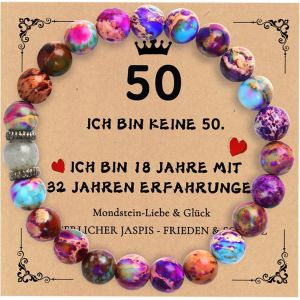 Eryi-Cadeaux Pour 50 À 60 Ans Pour Femme, Bracelet En Pierre Naturelle, Cadeau D'anniversaire Pour Femme, 50e 60e Anniversaire, Cadeau D'anniversaire Pour Maman, S?ur, Grand-Mère, Ami Avec Carte - Neuf