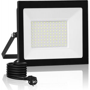 Dgbcz-Projecteur Led Extérieur Avec Prise 100w,10000lm Superlumineux Spot Led Extérieur,6500k Blanc Froid Eclairage Exterieur,Ip66 Étanche Projecteur Exterieur Pour Patio, Jardin, Garage - Neuf