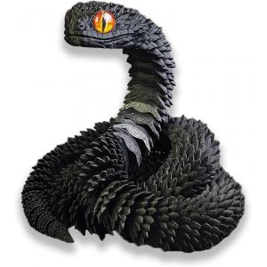 Kal-Jouet Serpent, Modèle De Serpent Imprimé 3d, Décoration De Statue De Serpent Imprimé 3d, Jouets D'animaux Imprimés En 3d, Jouet À Presser Pour L'autisme/Tdah (30 Cm, Noir) - Neuf