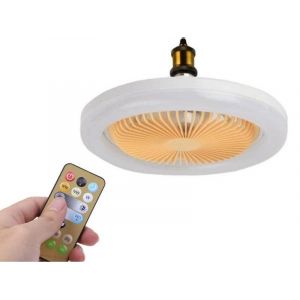 Ventilateur de plafond E27 avec &eacute;clairage LED, design 2 en 1, t&eacute;l&eacute;commande, vitesse et temp&eacute;rature de couleur r&eacute;glables - Neuf