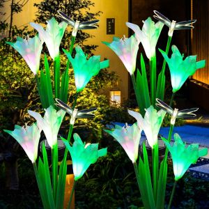 Lot De 4 Lampes Solaires Pour Jardin - &Eacute;tanche - Avec Libellules - Multicolore - Changement De Paysage - Pour Terrasse, Pelouse, D&eacute;coration De Jardin - Neuf