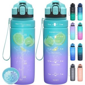 Kal-Bouteille D'eau De Sport, 1 L, 700 Ml, 500 Ml, Bouteille D'eau Anti-Fuite Pour Enfants, Bouteille D'eau Avec Marquages De Temps Motivants Et Filtre, Bouteille De Sport Tritan Sans Bpa Pour - Neuf