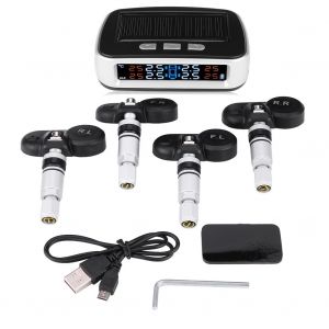 Systeme de surveillance de la pression des pneus de voiture TPMS sans fil a energie solaire, 4 capteurs internes - Neuf