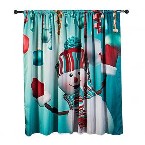 Hjlian Rideau De Fenetre Decoratif De Noel En Polyester A Motif Onirique Pour Decoration De Fete 140 X 130 Cm Bonhomme De Neige - Neuf