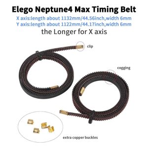 MEVRONISSHOP-Accessoires pour imprimante 3D Elego Neptune4 Max - Courroie X Y de rechange : courroie de distribution synchrone antidérapante 2GT x 1132 mm axe Y 1122 mm largeur 6 mm boucle en cuivre - Neuf