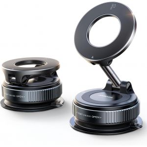 KALANKA-Ventouse Support Telephone Voiture Magnetique Pliable, Support Magsafe Voiture avec 360°Bras Métallique, Aimant Telephone Voiture sous Vide pour iPhone 17 16 15 14 13 12 et étui MagSafe - Neuf