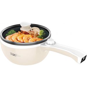 Nouvelhorizonstore-Casserole Electrique, Petite Marmite Hot Pot &Eacute;lectrique, Po&ecirc;le Antiadh&eacute;sive Avec Couvercle, 20cm, Multicuiseur Portable Pour Repas Chauffer En Studio/Maison/Voyage (Beige) - Neuf