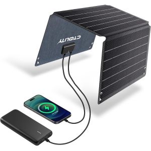 JGD-Panneau Solaire USB 21W, Chargeurs Solaires Portable, Monocristallin 6 V Chargeur Solaire Randonn&eacute;e Etanche, pour Les V&eacute;los T&eacute;l&eacute;phones Portables Powerbank Lampes de Camping etc - Neuf