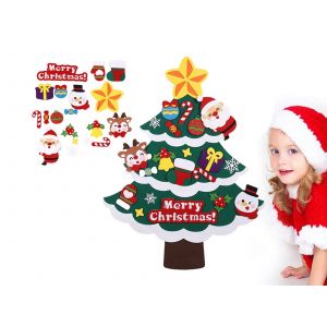 Kit De Sapin De No&euml;l En Feutrine &Agrave; Monter Soi-M&ecirc;me Avec D&eacute;corations Amovibles - Lot De 2 - Neuf