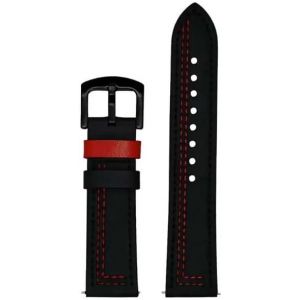 Kal-Bracelet En Cuir | Bracelet Cuir Rouge Noir 22 Mm Pour Homme - Taille Standard Réglable Jusqu'à 22 Cm - Neuf