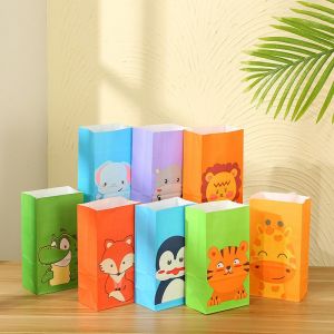 16pcs Animal Party Favor Sacs Enfants F&ecirc;te D'anniversaire Cadeau De Sacs En Papier De Bonbons Sacs &Agrave; Collation Petit Zoo Soir&eacute;e &Agrave; Th&egrave;me Sacs D'emballage De Cadeaux De Douche De B&eacute;b&eacute; Faveur Des Fournitures - Neuf