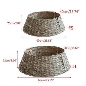 Jupe de sapin de No&euml;l r&eacute;tro ronde en forme de panier, d&eacute;coration de pied de sapin de No&euml;l, col blanc S - Neuf