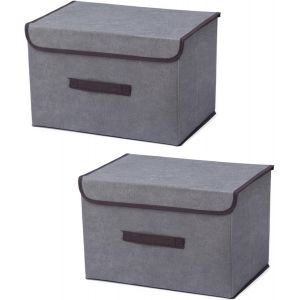 Ershi-Boîte De Rangement Avec Couvercle,Sac De Rangement,Pliable Rangement Tissu Pliable Avec Couvercle, Panier De Rangement,Coffr[4544] - Neuf