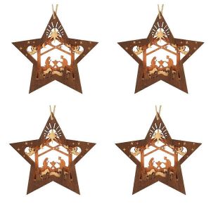 Cr&egrave;che Ornements No&euml;l Bois Suspendu Ornement Multicouche Nativit&eacute; Arbre de No&euml;l Ornam - Neuf