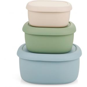 Kalanka-Lot De 3 R&eacute;cipients Alimentaires En Silicone Avec Couvercles, Bo&icirc;tes Bento R&eacute;utilisables Et Empilables, Sans Bpa, &Eacute;tanches, Lave-Vaisselle Micro-Ondes Cong&eacute;lateur (200ml, 300ml, 590ml) - Neuf
