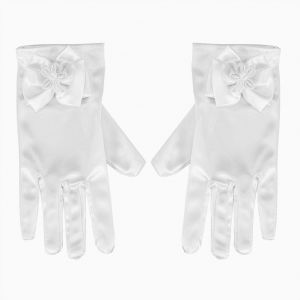 Hjlian Gants En Satin Pour Filles, Tenue De Princesse Avec Nouds, Pour Spectacle, Fete, Mariage (Blancs) - Neuf