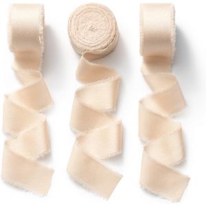 Ruban Cadeau En Soie Ivoire - Ruban De Soie Nude - Ruban Décoratif Pour Mariage - Crème - 25 Mm X 6,4 M - Neuf