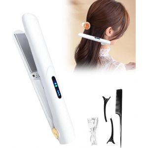 Mini Lisseur Lisseur Sans Fil - Boucleur A Cheveux 2 En 1 Fer &Agrave; Lisser C&eacute;ramique Sans Fil Charge Usb, Boucles Rapides Et Lissage Des Cheveux, Temp&eacute;rature R&eacute;glable - Neuf
