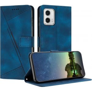 Sjzg-Etui Coque Pour Motorola Moto G13 / G23 / G53 5g, Coque De Telephone En Cuir De Première Qualité [Pochette De Portefeuille] Porte Carte Compatible Avec Coque Moto G13/G23/G53 5g - Bleu - Neuf