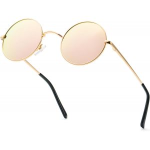 Lunettes De Soleil Rondes Pour Hommes Lunettes De Soleil Polarisées Lunettes De Soleil Pour Hommes : Lunettes Rondes Rétro Monture En Métal Lunettes Hommes Femmes - Neuf