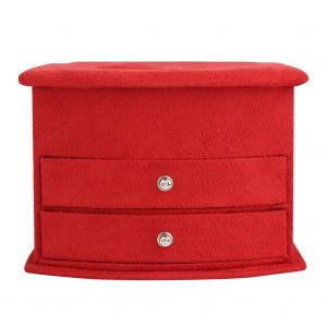 Boite De Rangement Portable A 3 Niveaux Pour Bijoux, Boucles D'oreilles, Bagues, Bracelets Et Colliers, Rouge - Neuf