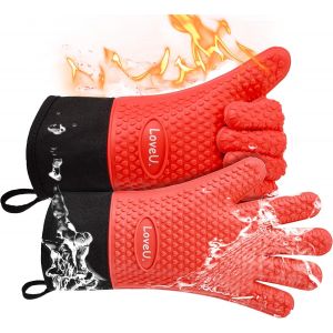 KAL-Paire De Gants De Cuisine En Silicone Double Couche Résistants À La Chaleur Gants De Four/Barbecue/Gants De Barbecue Gants De Barbecue Gants De Barbecue Gants Parfaits Pour La Cuisson Et - Neuf