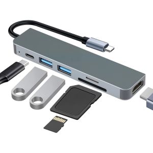 Hub USB C,PD100W,HDMI 4K,2 ports USB A,TF/FD,station d'accueil 6 en 1,adaptateur US B,compatible avec MacBook Pro et MacBook Air,r&eacute;partiteur US B compatible avec MacBook Pro et MacBook Air.[M267] - Neuf