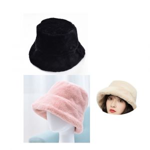 2pcs Pêcheur chapeau de la dame de l'automne et de l'hiver en peluche bassin de la pac version coréenne de Japonais occasionnels de la mode fourrure épaisse chapeau chaud A M¿56-58cm¿ - Neuf