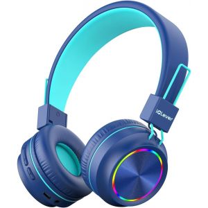 LORANKA-Casque Audio Enfant Bluetooth, Ecouteurs pour Enfant avec Lumi&egrave;res Color&eacute;es avec Micro, Contr&ocirc;le du Volume, Pliables, Casque pour Enfants sur Oreille pour Tablet, Kindle, Ecole - Neuf