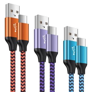 JGD-Cable USB C Charge Rapide, [1M+2M+2M] Chargeur C&acirc;ble Type C Nylon Cable USB vers USB C pour Samsung Galaxy S25 S24 S23 FE S22 S21 A56 A55 A54 A16 A15 Note 20,iPhone 16 15 Pro Max Plus - Neuf