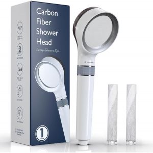 KGABERY-Pommeau De Douche Filtre Anti Calcaire,Douchette Filtrant Anti Chlore Haute Pression Economiseur D'Eau,Pulvérisateur De Pomme De Douche Salle De Bain Fibre Carbonique - Neuf
