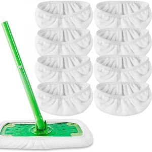 Lot de 8 lingettes en coton réutilisables pour balai Swiffer Sweeper, lingettes humides et sèches améliorées, lavables, housses de balai anti-poussière - Neuf