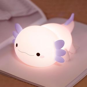 Axolotl Veilleuses Pour Enfants, Veilleuse Animal En Silicone À Intensité Variable, Lampe De Chevet Tactile Rechargeable Mignonne, Décoration De Chambre De Bébé, Cadeaux Axolotl Pour Enfants - Neuf